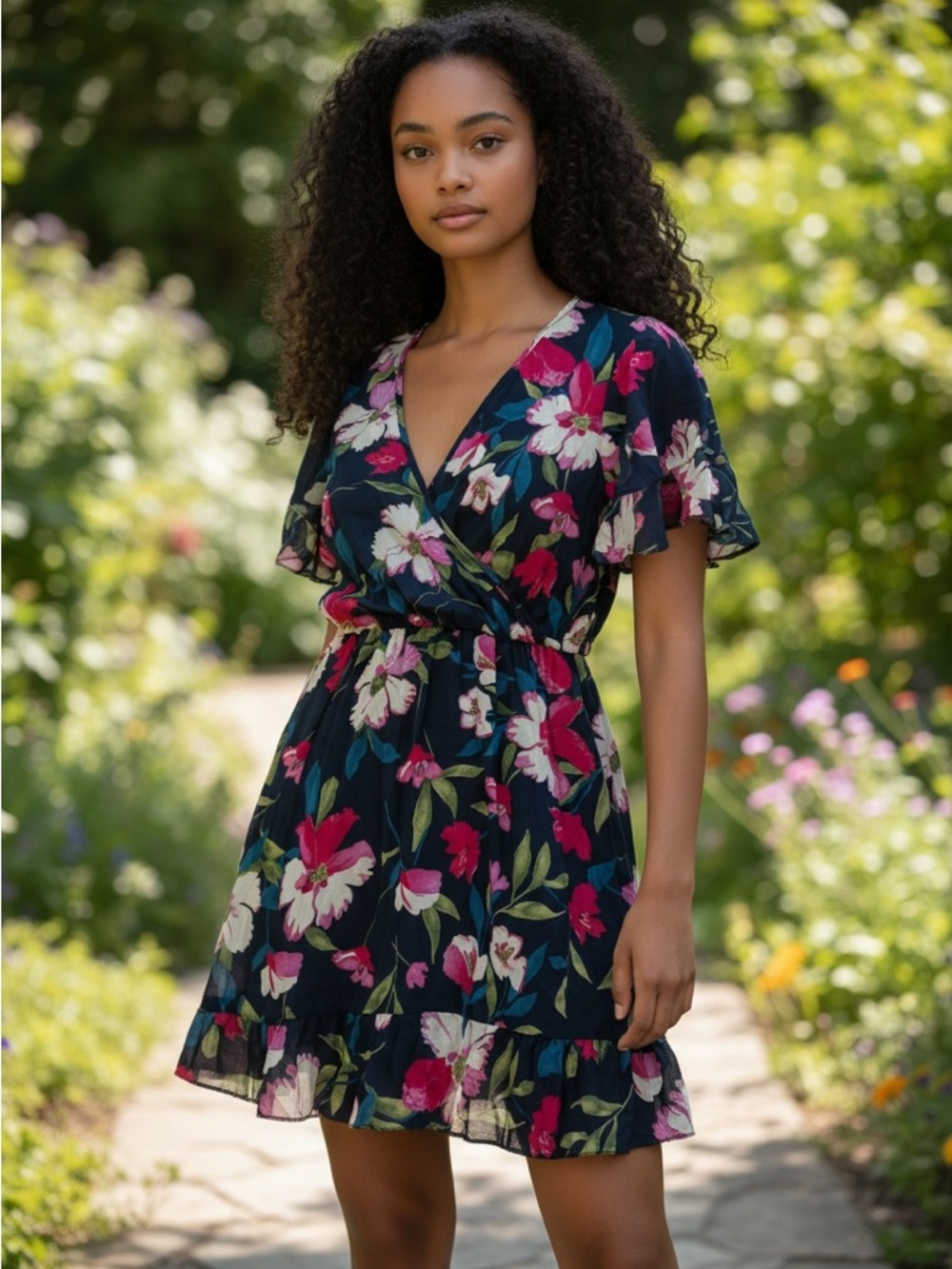 Victoria Leland Floral  Wrap Dress